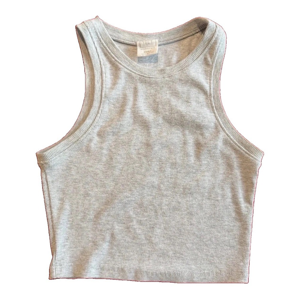 Essentials By Full Tilt Tillys Juniors Crop Tank Top Ribbed Small Gray